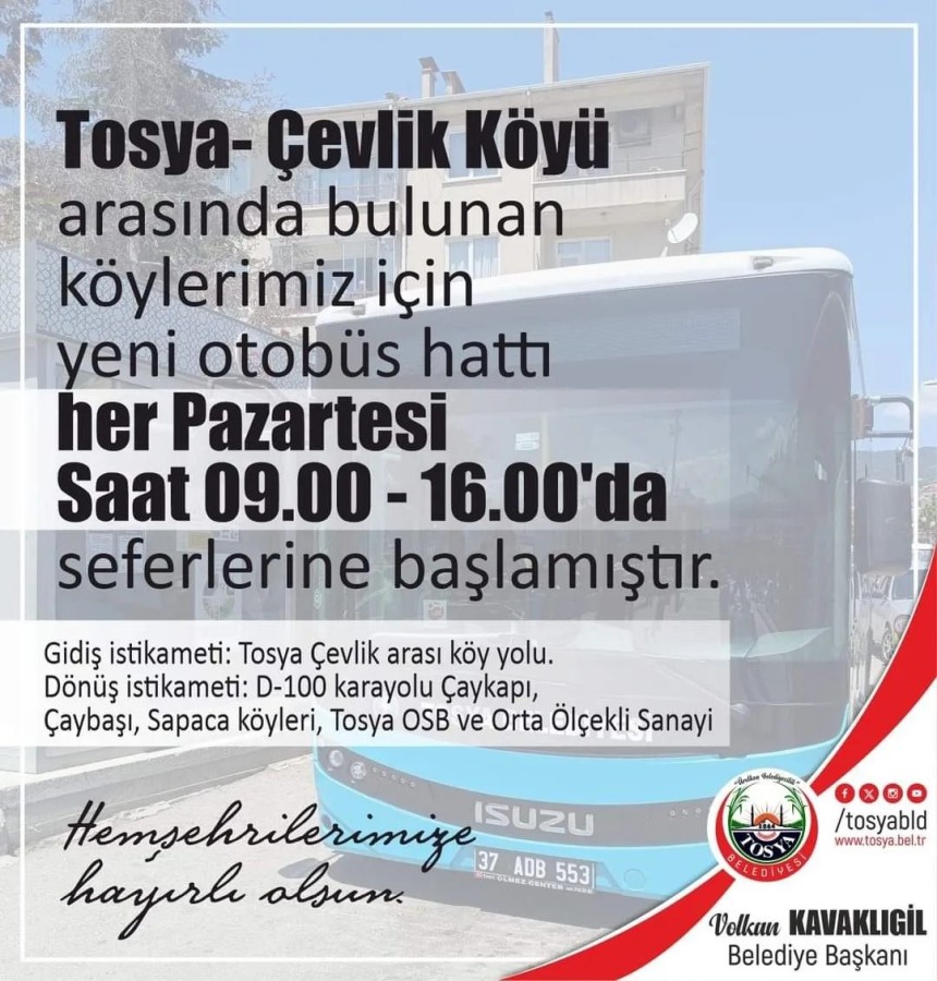 Tosya Otobüsü, köylere de kapılarını açtı!;